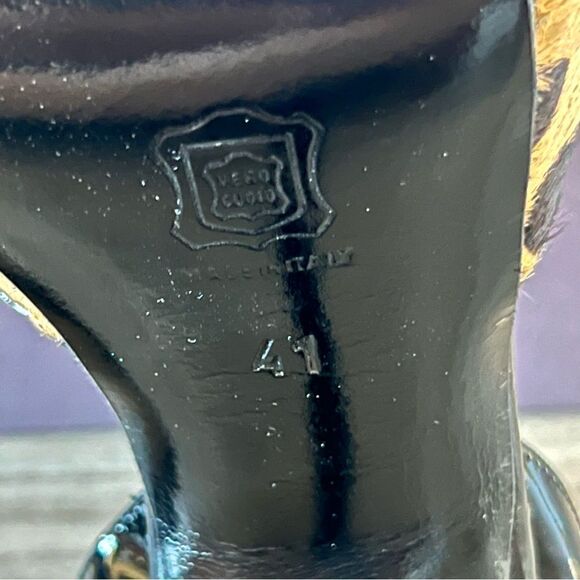 NIB BRUNO FRISONI ROGER VIVIER Animal/Pony Black patent Sandal Heels sz11 - Picture 12 of 17